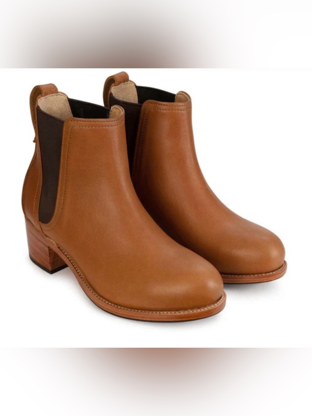 Adelante Catalina Custom Made Heeled Leather Chelsea Boots Tan Women’s 5C *EUC
